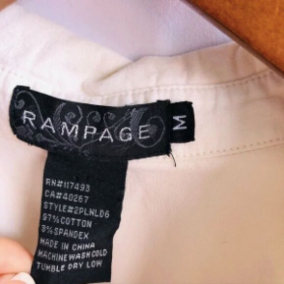 Women's Rampage Cream Long Sleeve Button Down Shirt - Picture 8 of 9